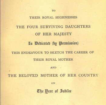 Click here for full-size image of Victorian Half Century title page, with dedication to Queen Victoria